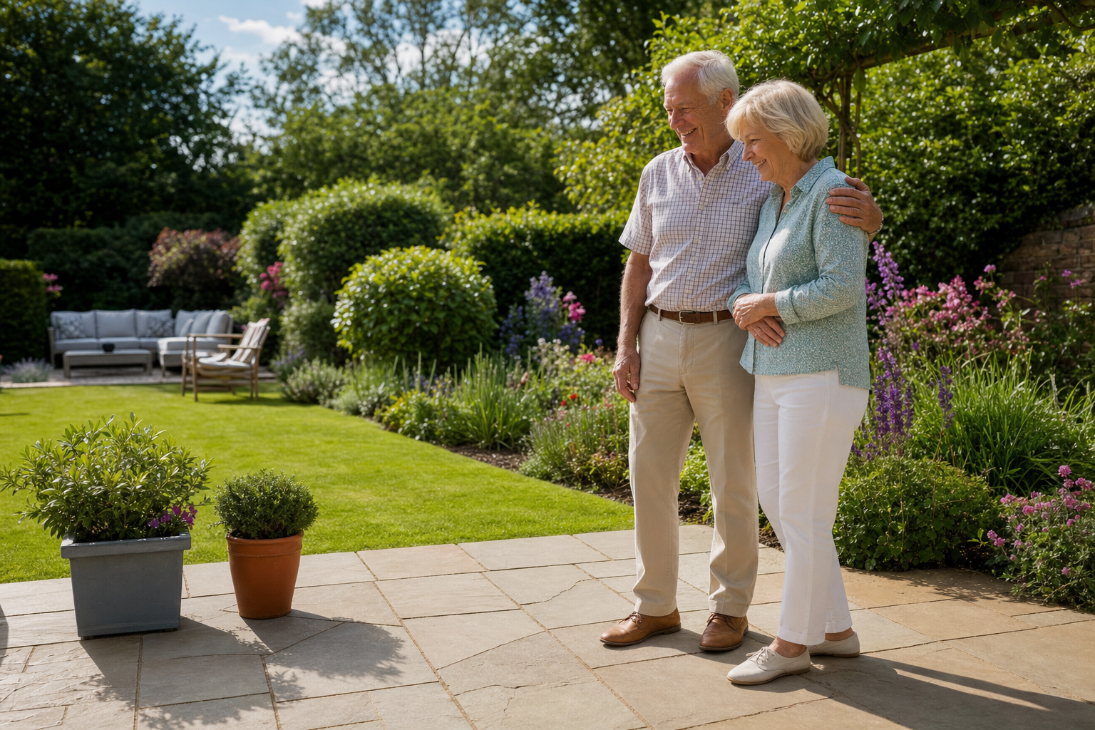 Couple in their garden